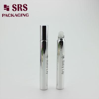 China SRS empty 15ml silver glass roller ball bottle with silver aluminum cap à venda