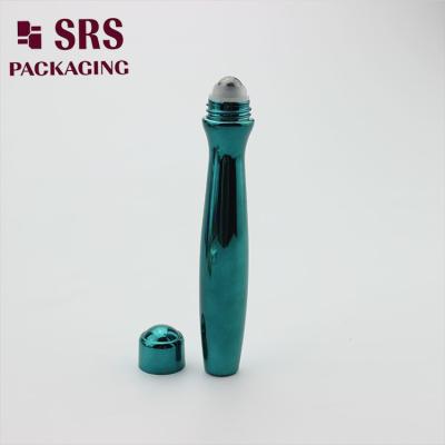 China SRS packaging empty plastic eye cream green color 15ml roller ball bottle à venda