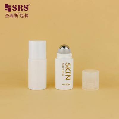 China Empty White PET PCR Plastic Steel Roller Ball Applicator Bottle PET30-60ML for sale