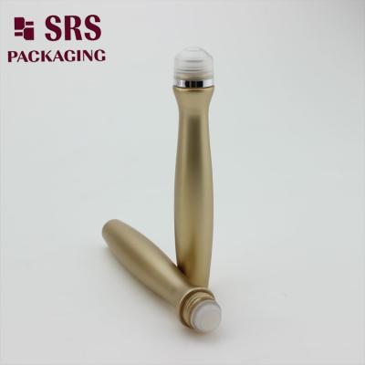 China SRS packaging empty plastic gold color 15ml perfume roll on bottle for sale