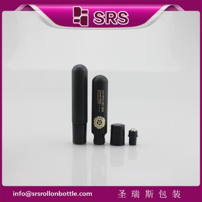 China SRS luxury empty 10ml matte black glass roll on bottle for perfume à venda