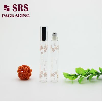 China SRS 10ml transparent color essential oil glass roll on bottle with silver aluminum cap à venda