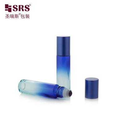 China BLPM-10ml 100% No Leakage Thick Wall Mould Dark Blue Glass Roller Bottle With Gemstone Ball For Serum Cosmetic Packaging à venda