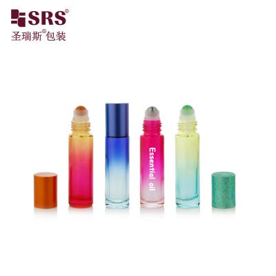 China BLPM-10ml Empty Round Custom Colorful Mould Glass Roller Bottle With Glass And Plastic Cap Option with gemstone ball for frangrances à venda