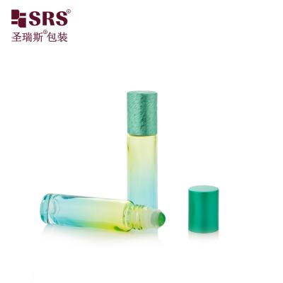 China BLPM-10ml Aqua Green Gradient Industrial Glass Perfume Vial Container With Roller Ball For Personal Care Skincare Essence for sale