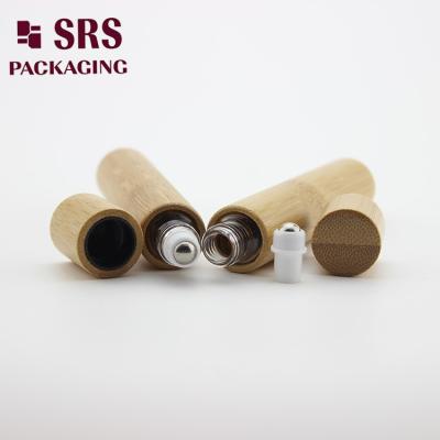 China SRS Natural Color Bamboo Glass Perfume Empty Roll On Bottle 10ml for sale