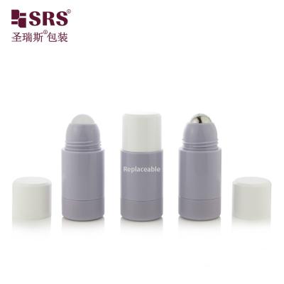 China RPPE(P)-50ML Empty Lavendar Purple Primary Packaging Refillable Roll On Bottle With  Screw-On Closure For Containing Pesonal Care Gel for sale