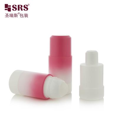 China RPPE(P)-75ml Cylinder Shape Cosmetic PP PCR Plastic Roller Bottle Gradient Coating Custom Color Container With Refill Bottle For Muscle Relax Gel Packaging for sale