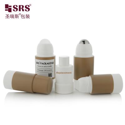 China Logo Printing RPPE P -75ML Brown Roll On Bottle For Soothing Gel Container with Roller Ball Dispensing Type for sale