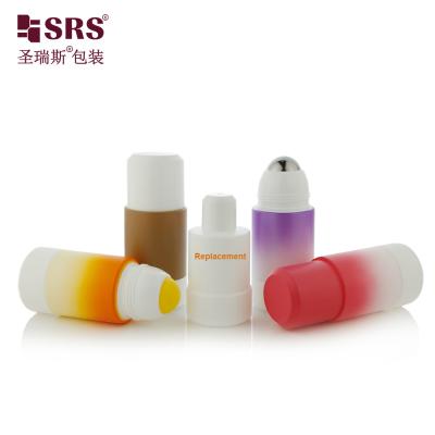 China PP PCR Plastic Refillable Roll On Perfume Bottle 50ml 75ml Eco Friendly Cylinder Round Design for Personal Care à venda