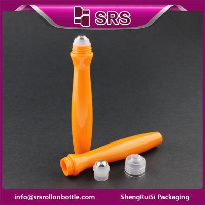 China SRS high quality plastic orange color 15ml eye cream roller ball bottle for sale