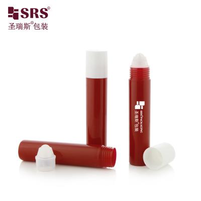 China Personal Care Cosmetic Packaging Custom Glossy Mould Red Plastic Roller Bottles with White Cap 20ml Primary Packaging à venda