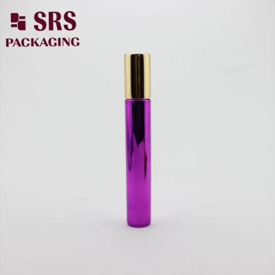 China SRS Empty Plastic Cosmetic Roller Bottle Metalized Purple Color 15ml for sale