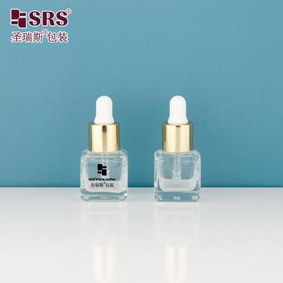 China D392-8ml Laboratory Square Clear Empty Glass Dropper Bottles with Black Silkscreen Printing Logo Customization for sale