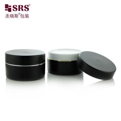 China SRSJK-100g Eco Friendly Cosmetic Packaging Solutions Men Cosmetic Black 100g Cream Jar In Plastic For Body Scrubs for sale