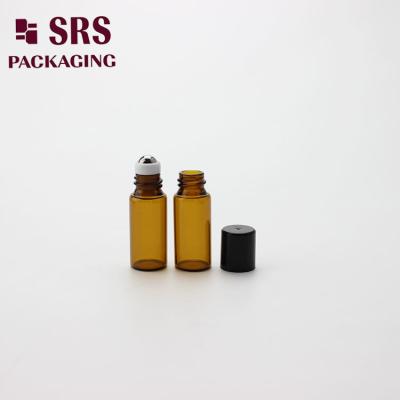 China SRS wholesale perfume empty 3ml mini amber glass roller ball bottle for sale