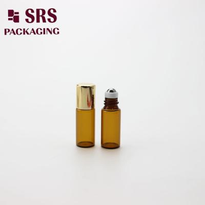 China SRS wholesale empty 3ml mini amber perfume glass roll on bottle à venda