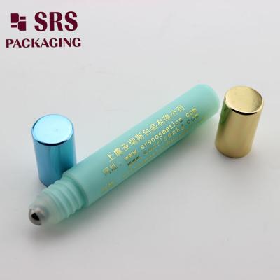 China SRS empty cosmetic 8ml blue color plastic eye cream roller ball bottle for sale