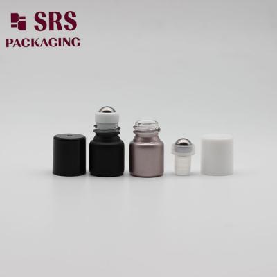 China SRS empty cosmetic balck color mini 1ml glass bottle roller ball for sale