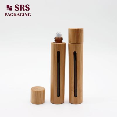 China SRS natural color bamboo 10ml perfume amber glass roll on bottle for sale