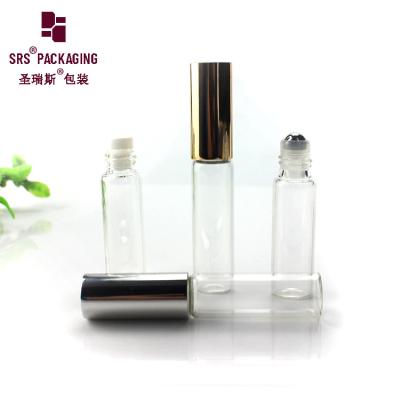 China Empty cosmetic glass round clear color perfume roll on bottle 5 ml for sale