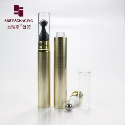 China Metalized gold color plastic press airless cosmetic 10ml 5ml pump bottle eye cream for sale