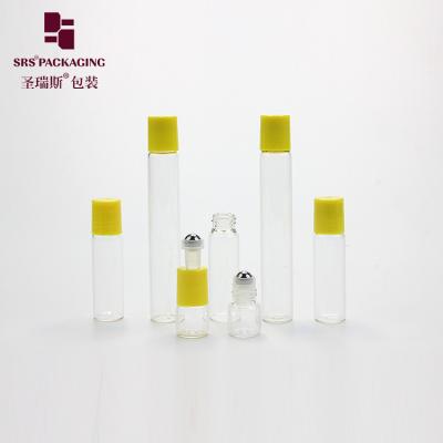 China Cosmetic mini transparent color 1ml 3ml 5ml 8ml 10ml glass roll on bottle for sale