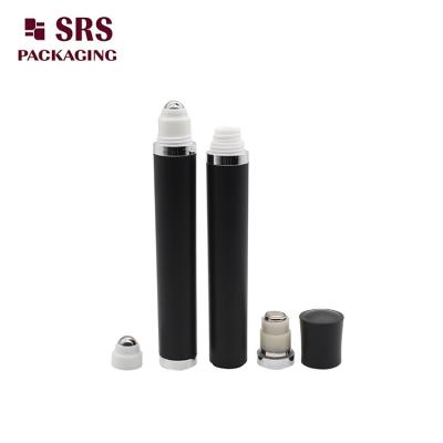 China Empty Cosmetic Matte Black Vibrating Roller Ball Bottle 10ml for Eye Serum for sale