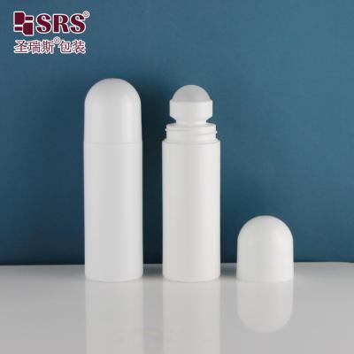 China RPPD White Mosquito Repellent Plastic Roller Ball Bottle 90ML 3oz With Dome Cap for sale