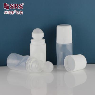 China RPPB-50ml White Roll On Aromatherapy Bottles Empty Clear With White Screw Cap for sale