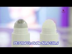 pet30-50ml white pet roll on bottle with screw cap and big steel roller ball