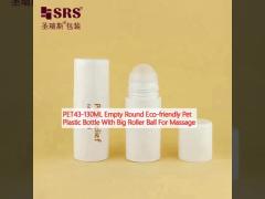 PET43-130ML Empty Round Eco-friendly Pet Plastic Bottle With Big Roller Ball For Massage