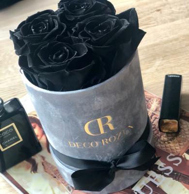 China Wholesale Recyclable Florist Luxury Hat Flower Box With Logo Printed Suede Velvet Round Floral Arrangements Infinity Roses Box for sale