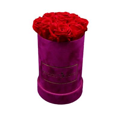 China Grace Custom Cylinder Velvet Small Recyclable Green Box Flower Hat Box Round Flower Gift Box for sale