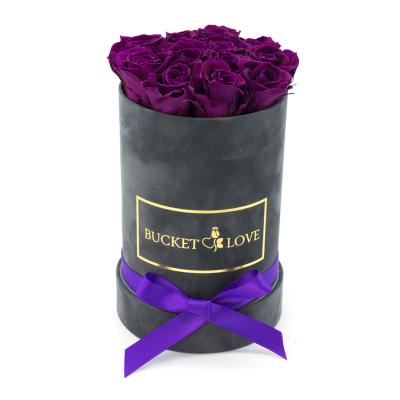 China Hot Sale Recyclable Velvet Paper Tube Box For Flower Velvet Rose Round Box for sale