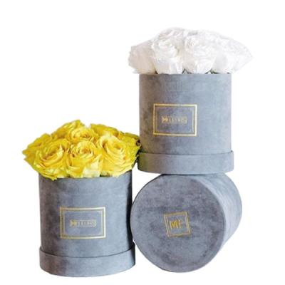 China Natural Wholesale Luxury Velvet Touch Gift Hat Round Boxes Accept Custom Flower Box for sale