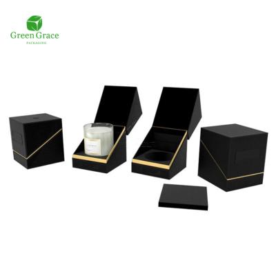 China Recycled Materials Green Grace Custom Packaging Box Scented Candle Jar Gift Box Packaging for sale