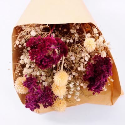 China 90% Nature Factory Dried Flower Bouquet Best Selling Flower Decor 16*45cm Fake Dried Natural Ware Bouquet With Paper for sale