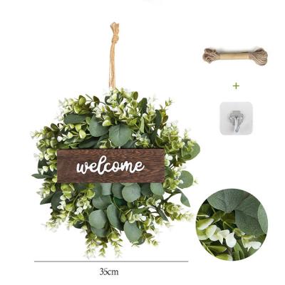 China Artificial Wedding Party Autumn Eucalyptus Wreath Farmhouse Decoration Home Window Wall Decorative for sale