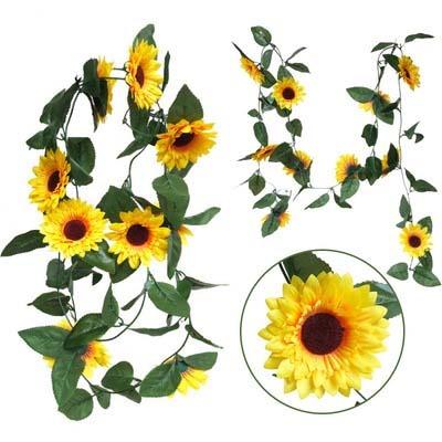 China Hot Selling Romantic Eucalyptus Garland Flower Leaves Sunflower Greenery Wedding Decoration Rose Flower for sale