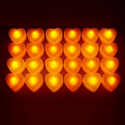 China Valentine's Day Flameless Heart Shape Led Tealight Candles Red Romantic Love Led Candles Restaurant Decoration for sale