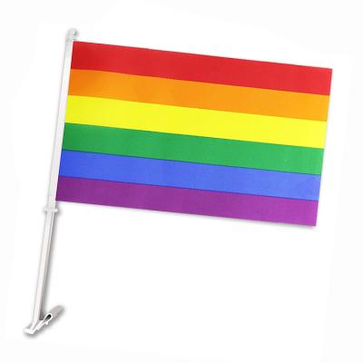 China OEM design12x18inches LGBT durable high quality custom gay pride bandera banner lgbtq rainbow car lesbian flag for sale