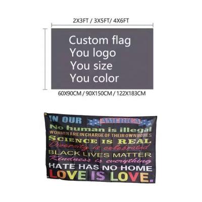 China Durable Custom Flag 3x5FT Polyester All Logo Any Colors Banner no moq lgbt rainbow flag for sale