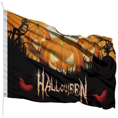 China Health Care Institutes 3*5 FT 100% Polyester Gift Custom Design Festival All Saints Day Flag Pumpkin Faces Sublimation Halloween Flag for sale