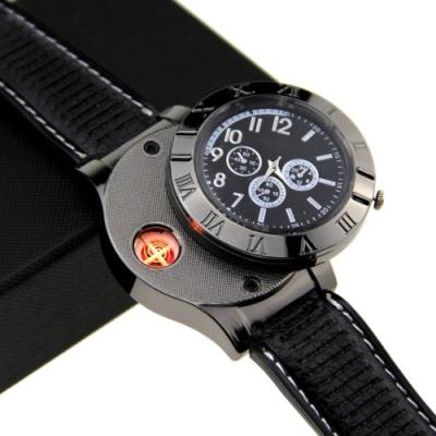 China Hot Selling Military Watch Men's Casual Alarm USB Lighter Wristwatches with Flameless Windproof Cigarette Cigar Lighter Watch for sale