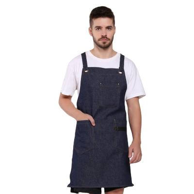 China Easily Cleaned Adjustable Cotton Denim BBQ Apron With Pocket for sale