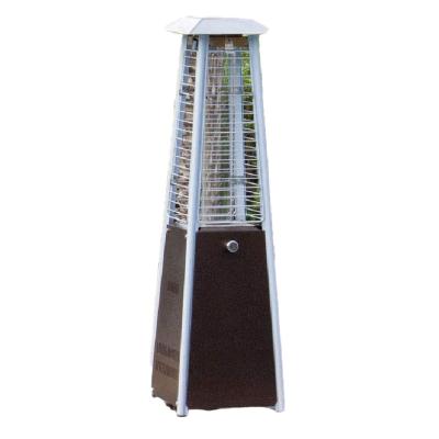 China Stored Portable Propane Table 9500 Btu Pyramid Glass Tube Bronze Top Patio Heater for sale