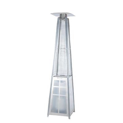 China Modern Design Glass Tube Pyramid Flame Patio Heater With LED Gas Stored for sale