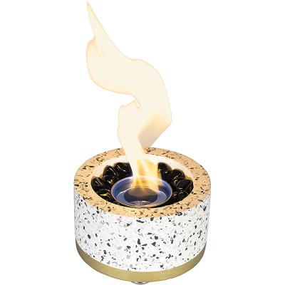 China Fire Pit Outdoor Indoor Polished Terrazzo Portable Tabletop Marble With Fire Glass Stones 6 x 6 x 4 Inches for sale