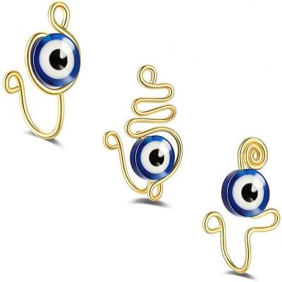 China New FASHIONABLE Fake Nose Ring Clip Stainless Steel No 2022 Blue Eyes Pierce Non Piercing Evil Eye Nose Cuffs Jewelry for sale